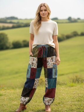 Rising International Patchwork Joggers with Cargo Pockets